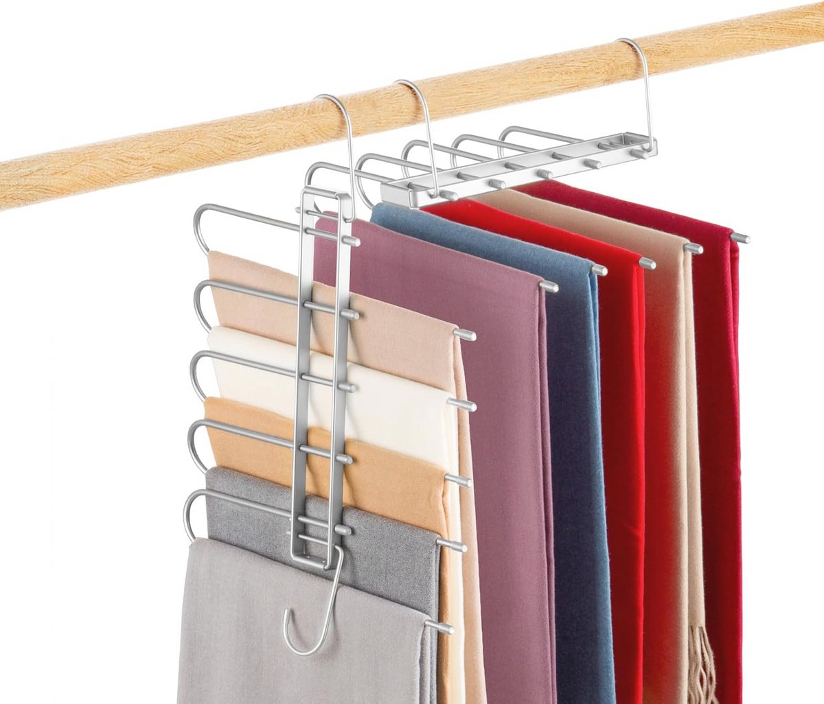 Ruimtebesparende Broekhangers met 5 Lagen voor Kleding en Accessoires
