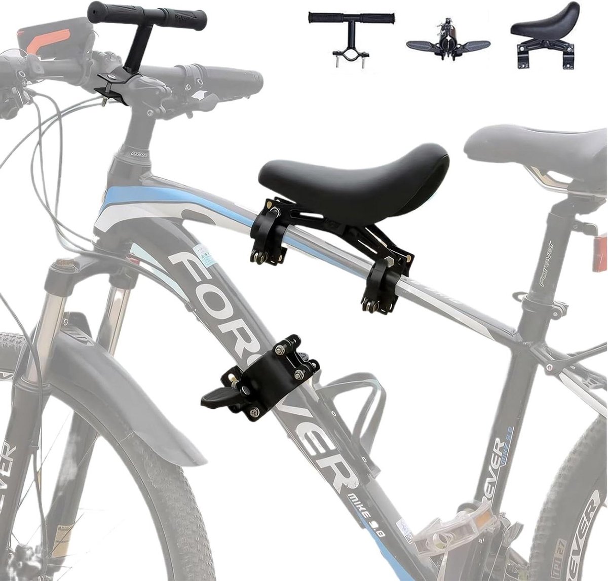 Allecta - Fietszitje voor Kinderen van Koolstofstaal met Stuur en Pedalen, Afneembare Mountainbike - Geschikt voor 2-7 Jaar