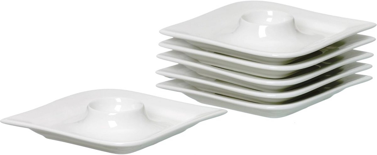 Porseleinen eierdopjes set, 6-delig, wit