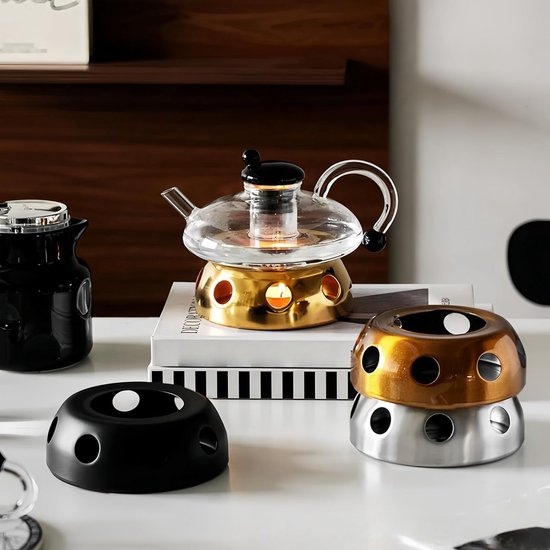 RVS Warmhoudstandaard voor Theepot en Koffiepot met Theelichthouder — afbeelding 2