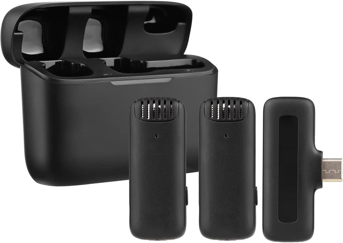 Draadloos microfoonsysteem met 1 ontvanger en 2 microfoons