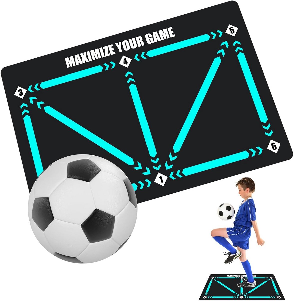 Antislip Voetbal Trainingsmat 60x90 cm - Stil en Schokdempend voor Balcontrole Oefeningen