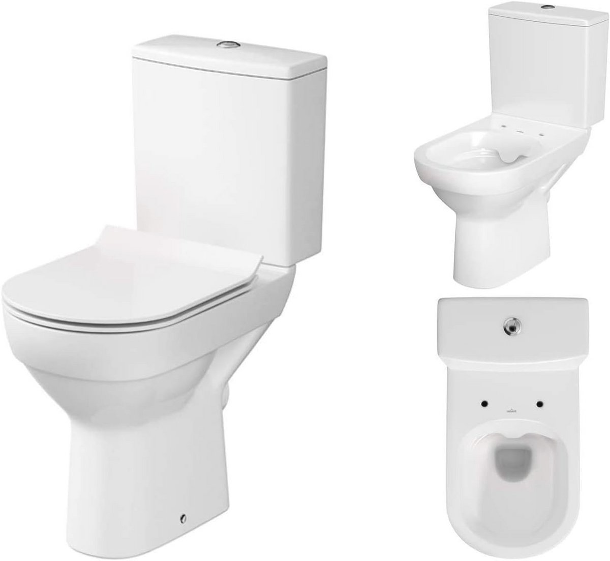 Keramisch Staand Toilet Zonder Spoelrand - Compleet Design Set met Softclose Wc-bril en Spoelbak