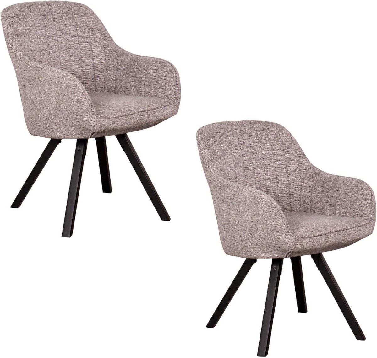 Set van 2 Draaibare Eetkamerstoelen met Armleuningen en Houten Poten