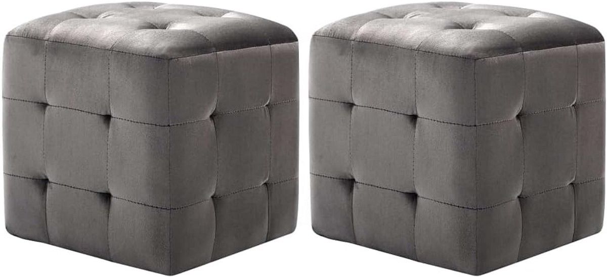 Set van 2 Nachtkastjes met Fluweel Bekleding Grijs