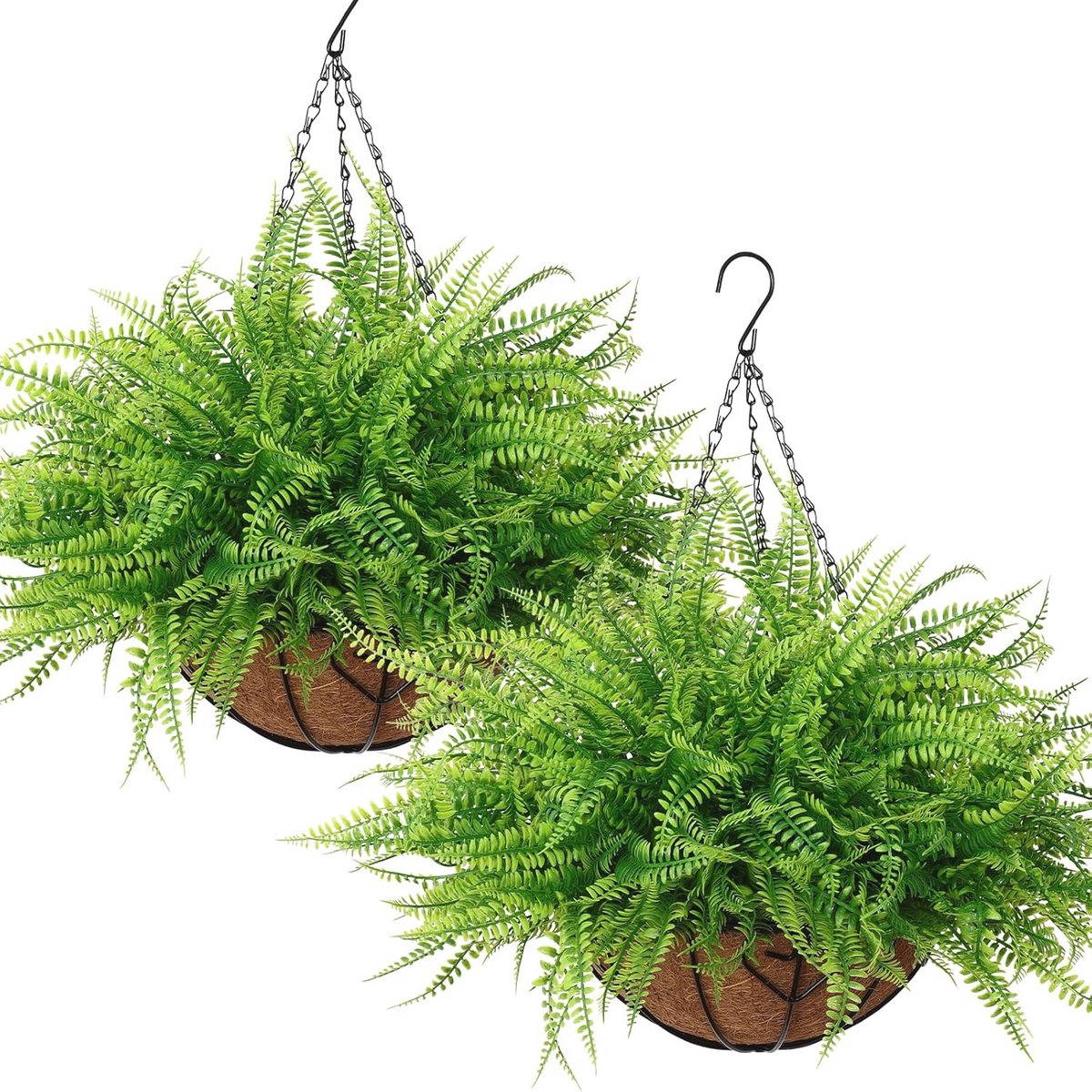 Hangende Kunstplanten met Mand - Set van 2 Kunstmatige Varen voor Balkon en Tuin Decoratie