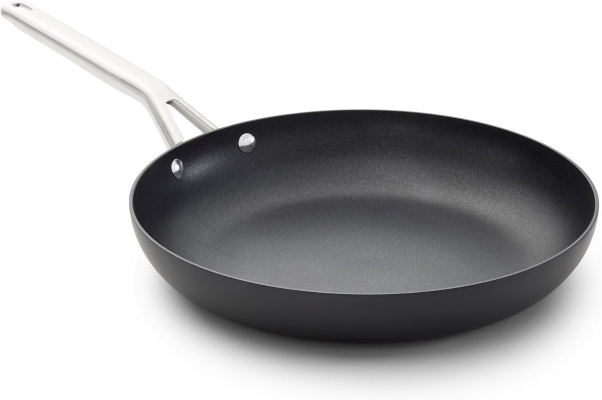 Hard-geanodiseerde anti-aanbak 12-inch koekenpan