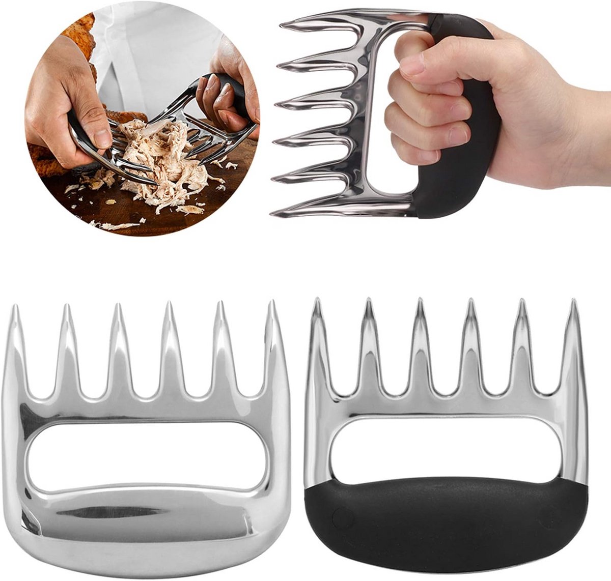 RVS Vleesklauwen voor Vlees Versnipperen en Optillen - BBQ Grill Accessoire