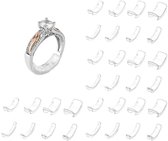 22 stuks onzichtbare ringmaatverstellers voor losse ringen, 2 stijlen ringverkleiner, 16 inzetstukken, 8 maten en 6 spiralen, 2 maten, siliconen ringklemmen voor bijna ringen, 22 Pack-10 Sizes