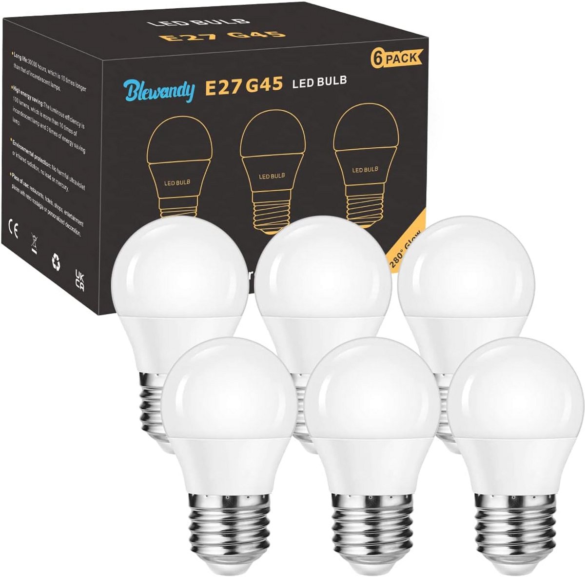 6-Pack E27 LED Lamp 5W Vervangt 40W Gloeilamp Koudwit 500 Lumen Niet Dimbaar
