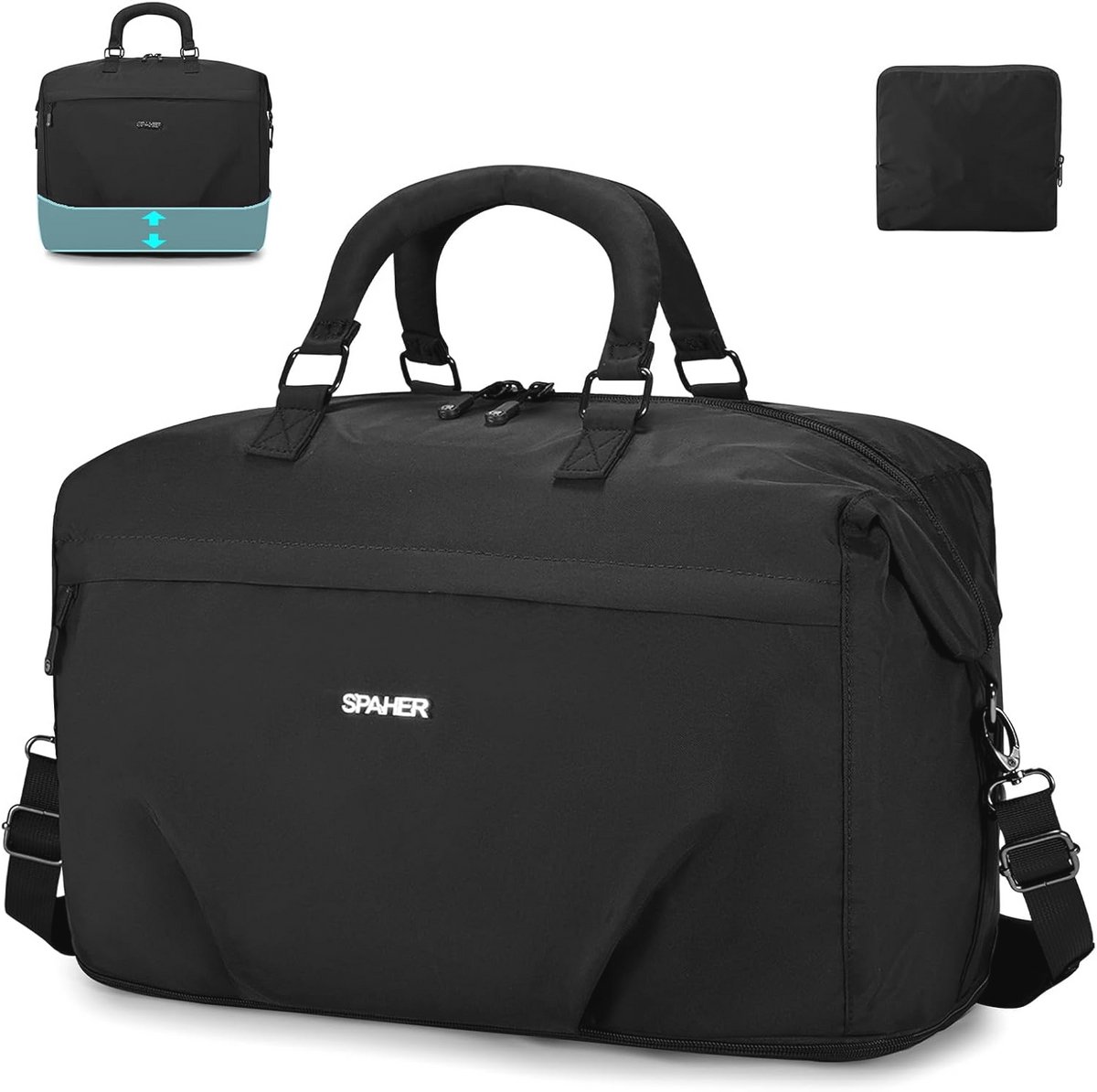 Uitbreidbare Opvouwbare Reistas met Natte Zak - Handbagage Weekendtas 40L voor Dames - Waterdichte Sport- en Fitnesstas