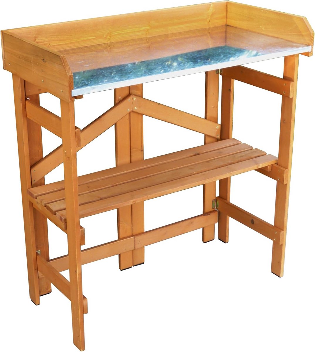 Opvouwbare Werktafel - Tuinwerktafel Potting Bench - Klusjes Buiten - Gegalvaniseerd Metalen Oppervlak - 81 x 86 x 40 cm