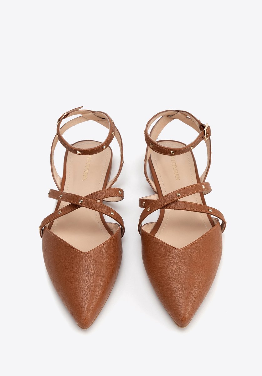Wittchen - Leren Ballerina's - Puntige Neus - Bruin - Metallic Accenten