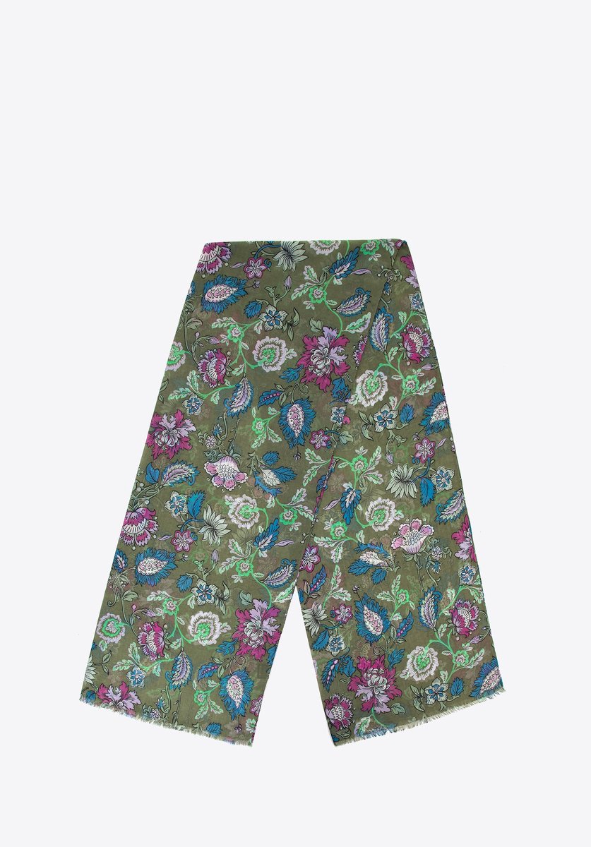 Wittchen - Dames Sjaal - Bloemenpatroon - Groen en Blauw - Polyester