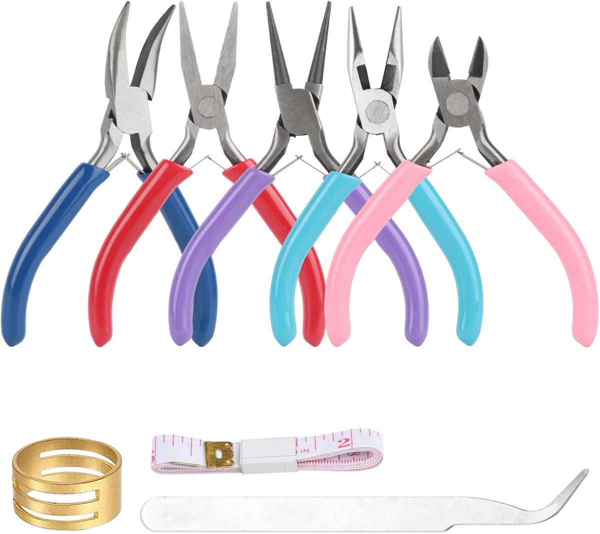 5-delige sieradentangenset voor het maken van sieraden, tangenset met ronde en platte tangen, ideaal voor sieradenreparatie en knutselen