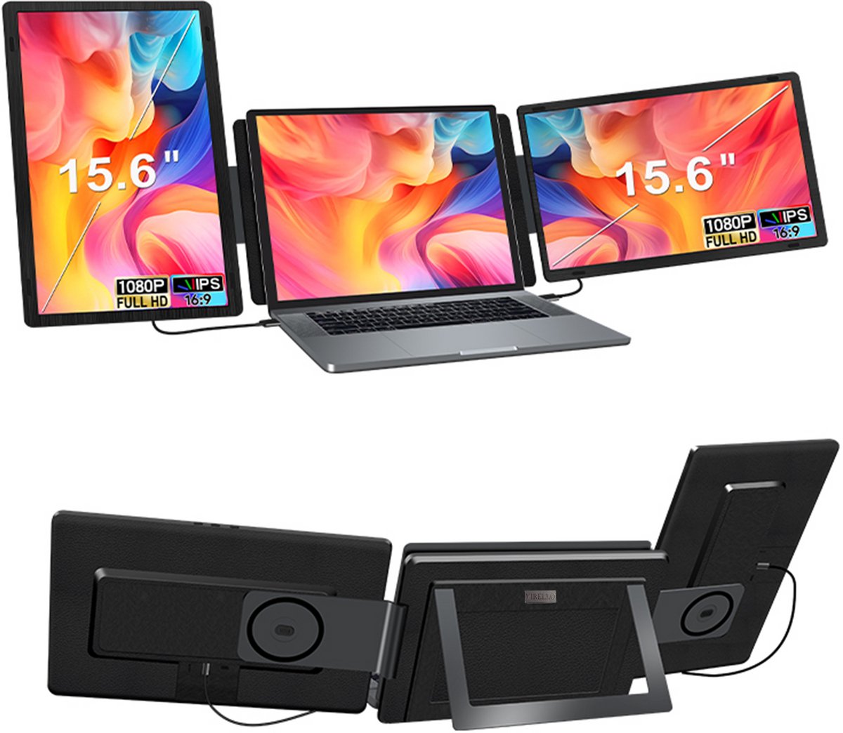 Virello® Infinity 15,6’’ - Portable Monitor - Inclusief Beschermhoes - Draagbaar Beeldscherm - Draagbare Monitor - Full HD - IPS - Grijs - 2 jaar garantie