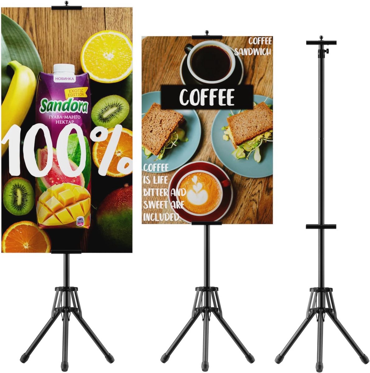Vloerposter Standaard - Dubbelzijdige Display met Intrekbare Banner tot 203 cm