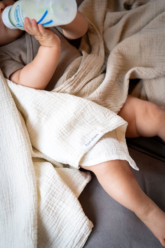 Baby's Only Hydrofiele doek Tender - Swaddles voor baby - Inbakerdoek - Hydrofiele luier - Mousseline - Beige/Linen - 65x65 cm - 2-pack - 100% prewashed katoen van Merkloos — afbeelding 5
