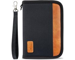 RFID Blokkerende Gezins Paspoorthouder Zwart - Reisedocumenten Organizer met Rits, Paspoort Portemonnee voor Vliegtickets & Creditcards, Geschikt voor Mannen & Vrouwen