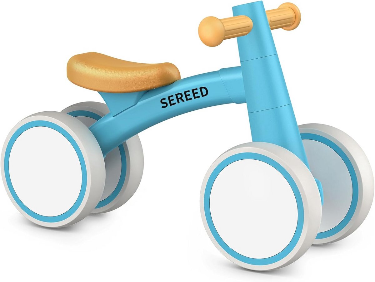 Balancefiets voor Peuters van 1 Jaar - 4 Wielen, Geschikt voor Jongens en Meisjes van 12-24 Maanden - Perfecte Eerste Fiets als Verjaardagscadeau