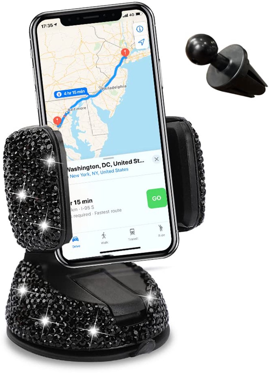 Unyqoos® Glinsterende autotelefoonhouder met strass voor vrouwen en meisjes