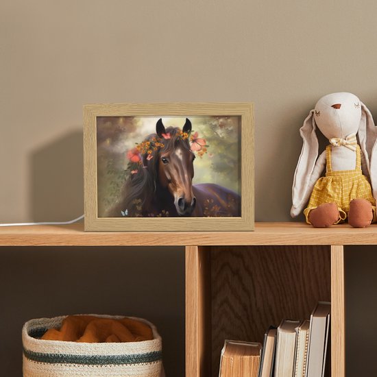 Nachtlampje 20x15 cm - Kinder lamp - Paard - Dieren - Bloemen - Bos - Vlinder - Tafellamp kinderkamer - Slaapkamer lamp - Bedlamp kinderen - Kinderlampje stopcontact - Wandlamp babykamer - Nachtlampjes van Little Lamp Company — afbeelding 3