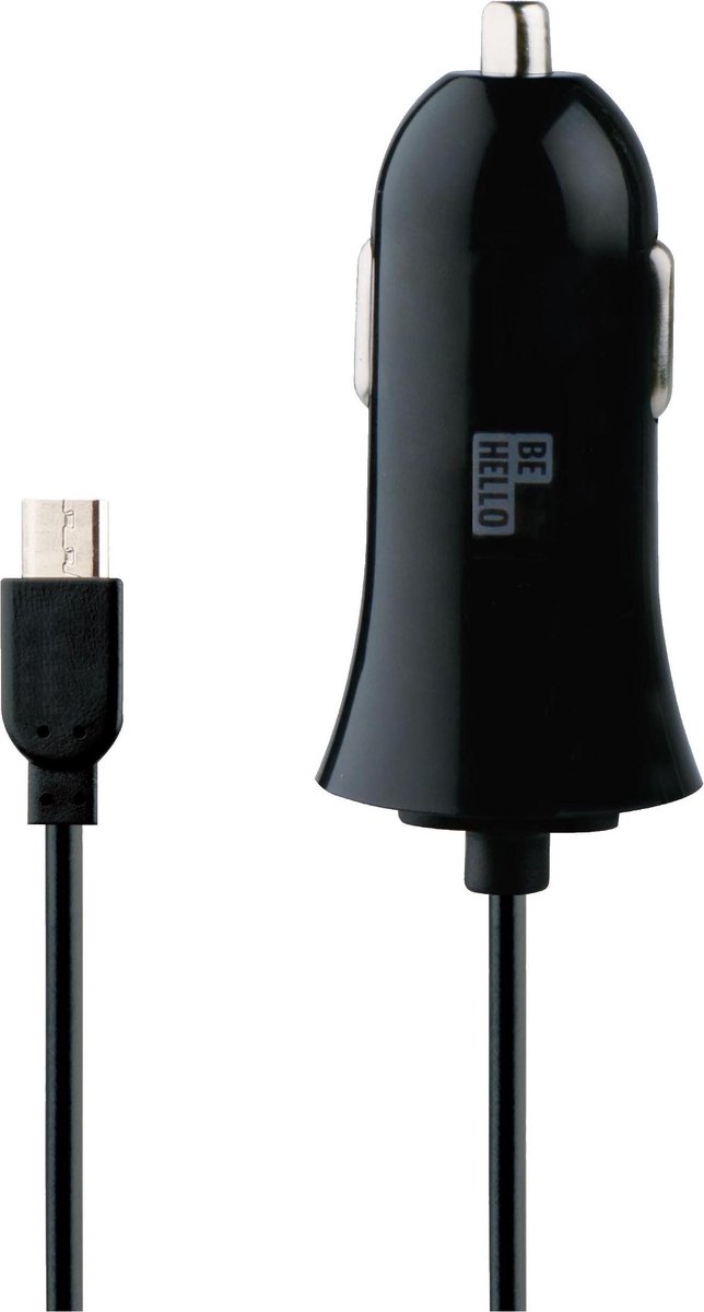 BeHello Autolader met Micro-USB kabel (1.2m) 1A Zwart