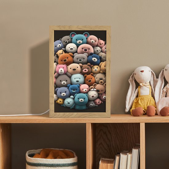 Nachtlampje 20x30 cm - Kinder lampje - Teddybeer - Knuffel - Dieren - Meisjes - Jongens - Tafellamp kinderkamer - Slaapkamer lamp - Bedlamp kinderen - Kinderlampje stopcontact - Wandlamp babykamer - Nachtlampjes van OnlyWow — afbeelding 3