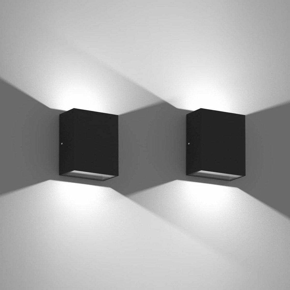 Moderne Zwarte LED Wandlamp voor Binnen en Buiten - Koudwit Licht
