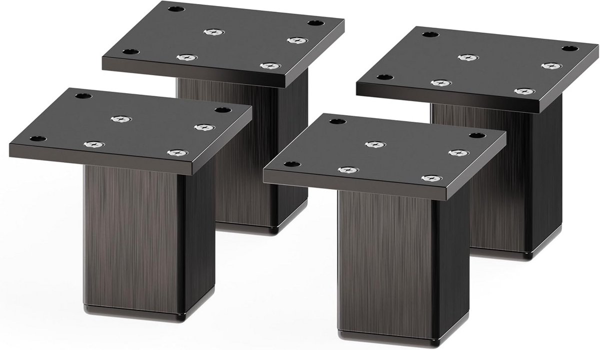 Set van 4 Vierkante Aluminium Meubelpoten Zwart - Hoogte 60 mm