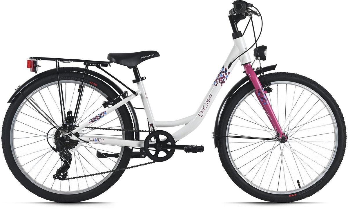 DaCapo kinderfiets 24" Cindy wit 7 versnellingen FH 32 cm – vanaf 8 jaar