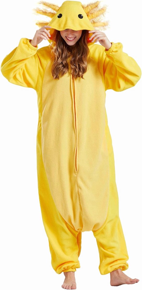 Dieren Onesie Pyjama voor Volwassenen Salamander Geel Unisex Homewear