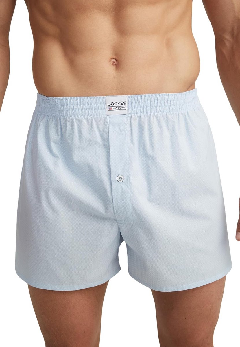 Boxer Woven 3-pack - 100% katoen - losse pasvorm - hoge taille met gulp - blauw