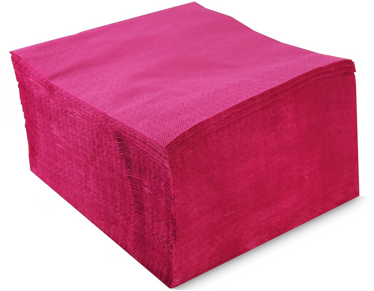 Papieren servetten 40 x 40 cm, 2-laags, uni met rand, 1/4 vouw, 100 stuks