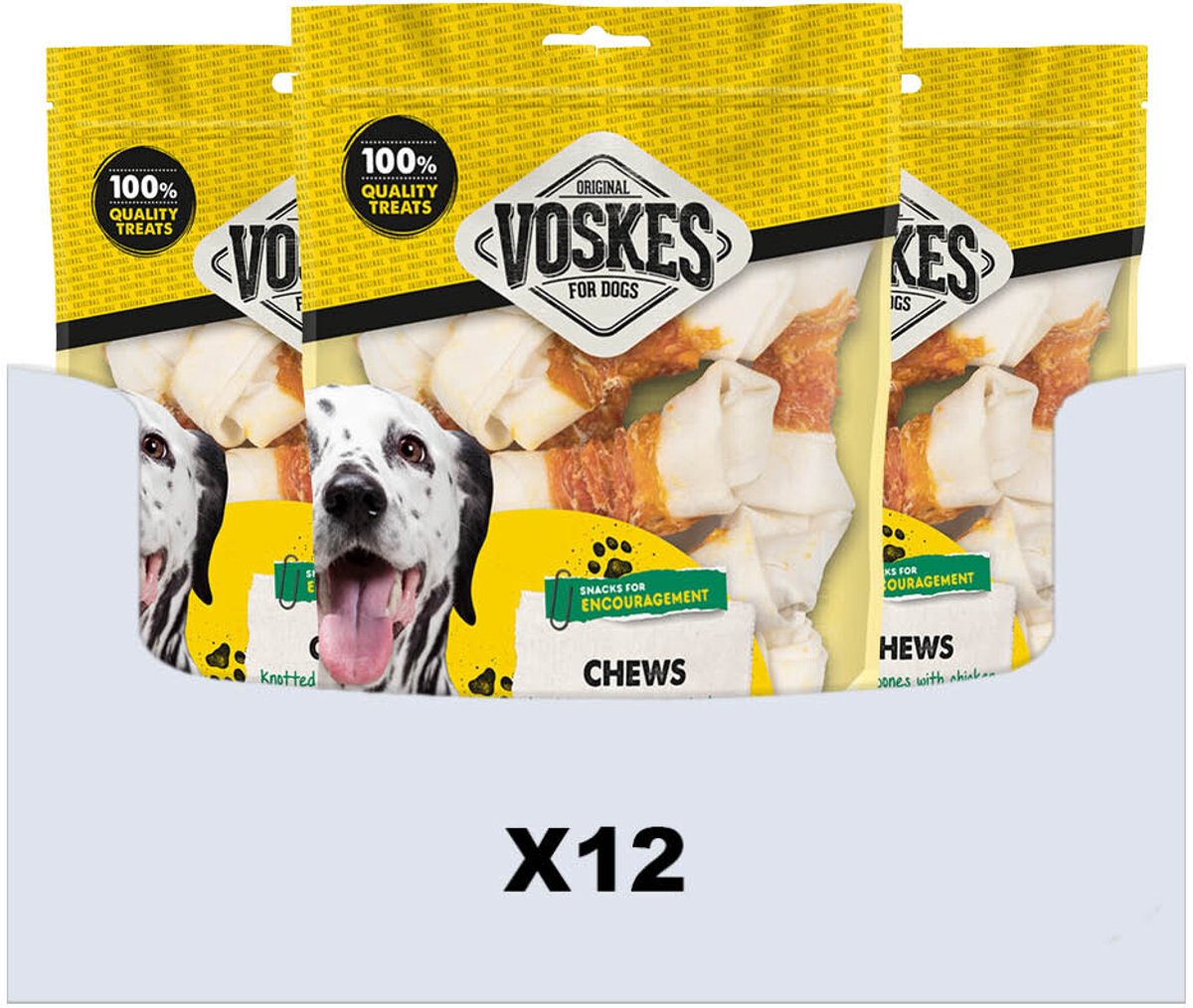 Voskes Hondensnacks Blanke Kauwknopen Met Kip - 12 x 10 stuks - Voordeelverpakking