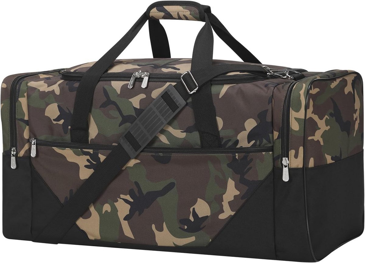 Grote Sporttas 54L - Weekendtas voor Fitness en Reizen - Trainingstas Camouflage