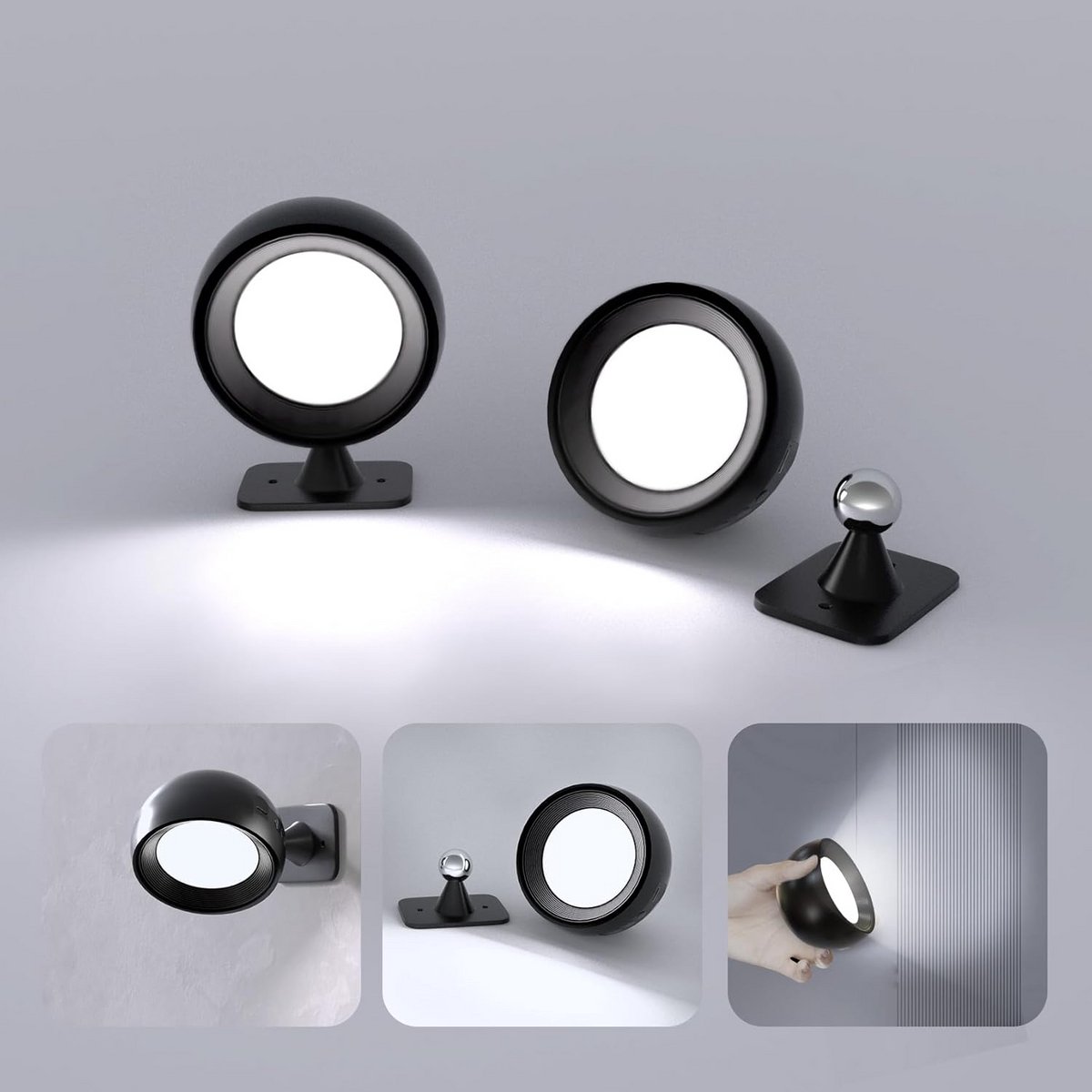 Draaibare Oplaadbare Wandlamp 2 Stuks met Afstandsbediening en Dimfuncties