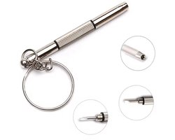 Bril schroevendraaier - 3-in-1 precisie schroevendraaier - Sleutelhanger - Inbus / Platkop / Kruiskop - Mini schroevendraaierset - Metaal - Jonyx