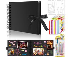 DIY Foto Album - Scrapbook - A5 Zwart - 60 Ringband Foto Album voor Plakken - DIY Foto Album voor Baby's - Familie - Huwelijk - Verjaardag - Afstuderen - met