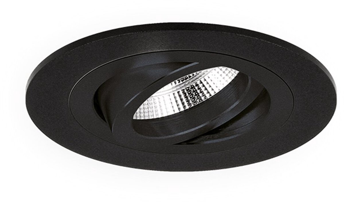 Venezia - Inbouwspot Zwart Rond - Kantelbaar - Voor 35mm Spots - 1 Lichtpunt - Ø 71mm
