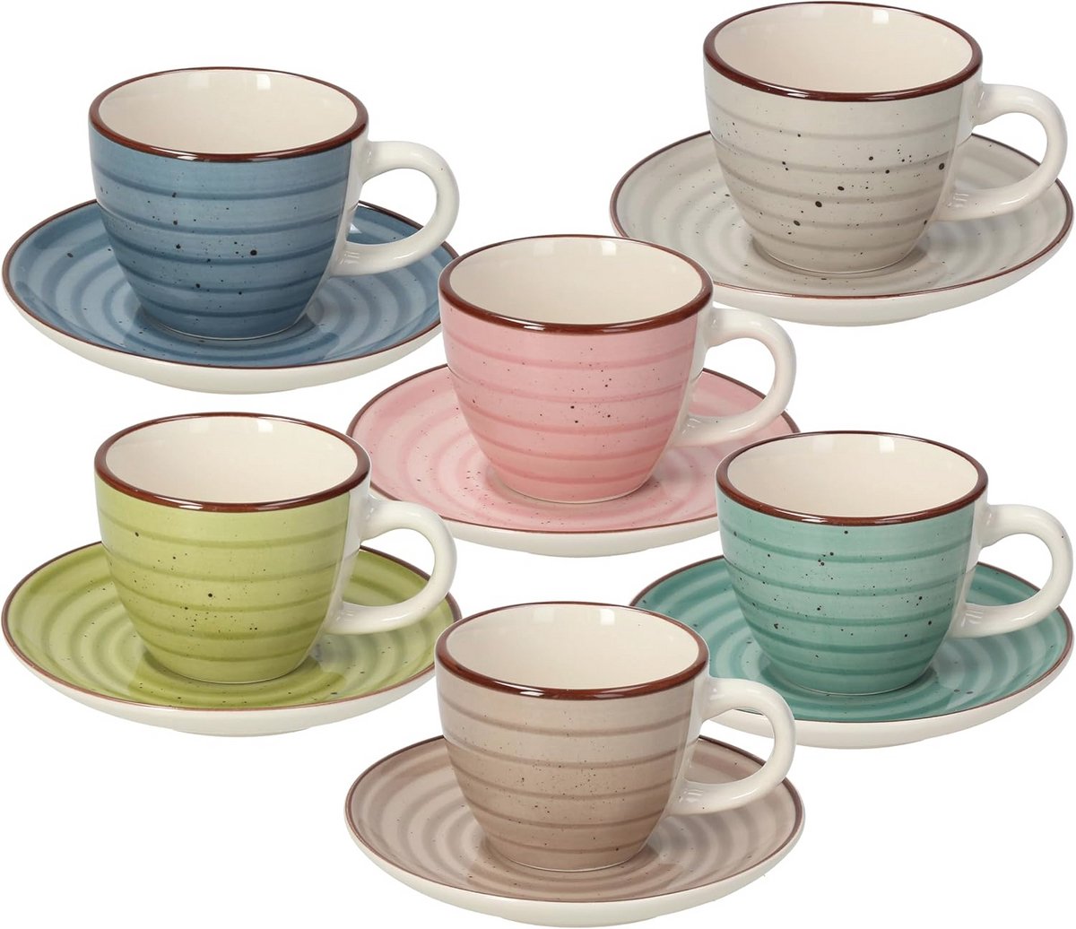 Koffiekopjes Set van 6 - Handbeschilderd Keramiek, Vaatwasmachine- en Magnetronbestendig