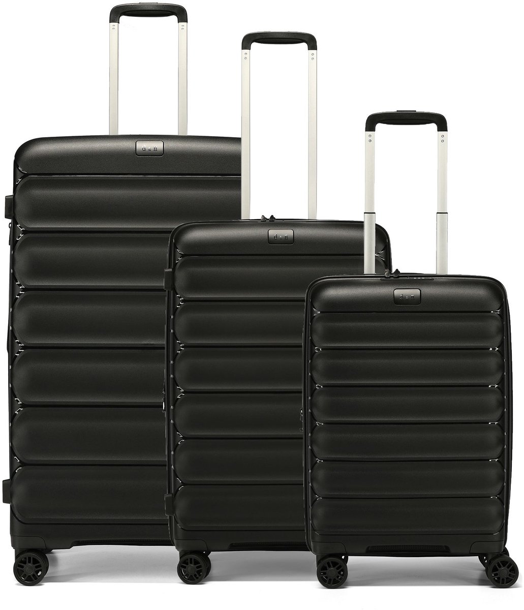 d & n Travel Line 4700 4 wielen Kofferset 3-delig met uitbreidingsplooi - Harde bagage - TSA slot - black