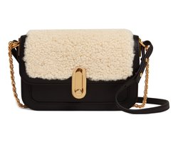 Ted Baker Leren schoudertas Sherlin Twist Lock Detail Shearling Shoulder Bag Black zwart