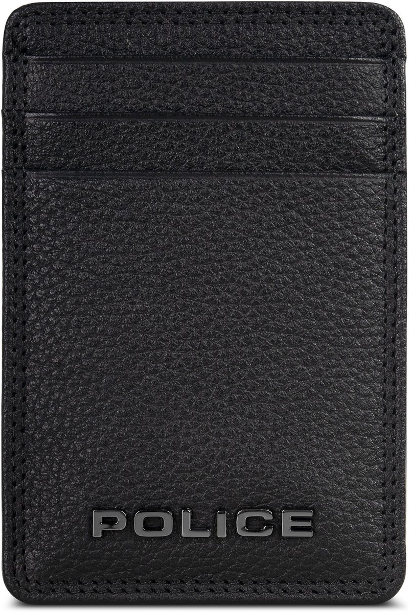 Police Kredietkaart etui RFID-bescherming Leer 7 cm - 3 Sleuven - black