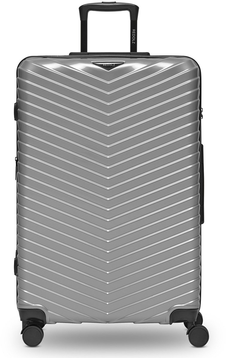 Redolz Essentials 18 4 wielen Trolley 76 cm met uitbreidingsplooi - Harde bagage - TSA slot - Metallic-Silver Shiny
