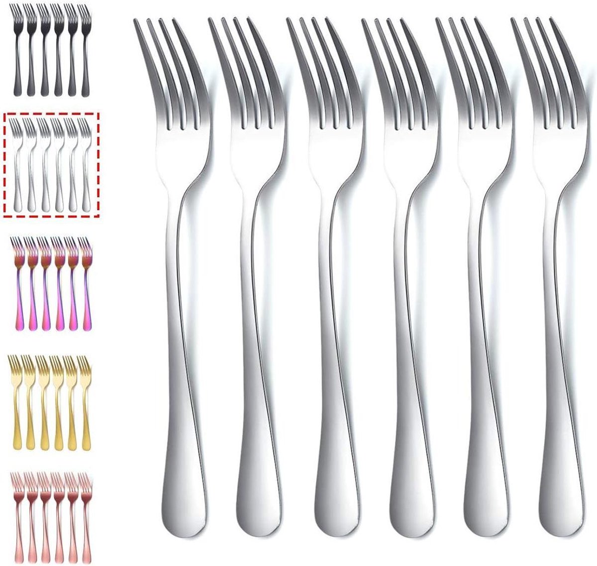 VVGoods - Roestvrijstalen tafelvorken set van 6 stuks, 20.75 cm lang, zilverkleurig