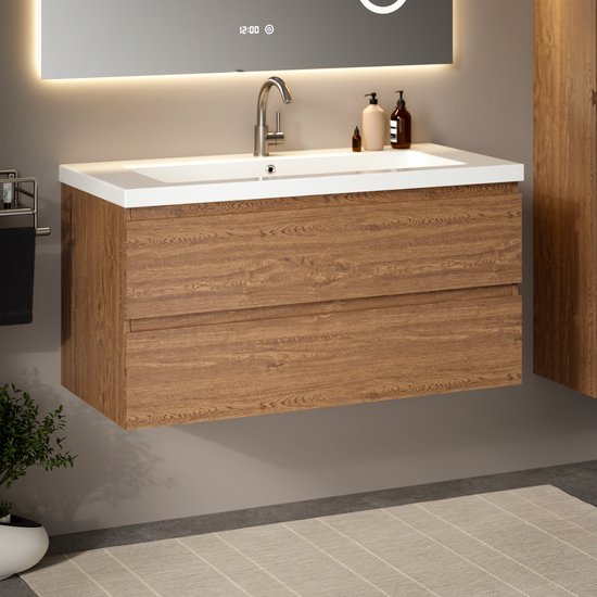 Badplaats Badkamermeubel Montreal 01 60cm Met Wastafel - Bruin Eiken