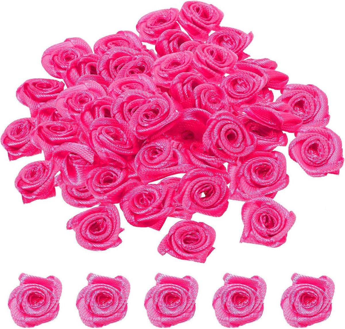 50 Stuks Mini Satijnen Lint Rozen Applicaties 1,5 cm voor Knutselen en Bruiloft Decoratie