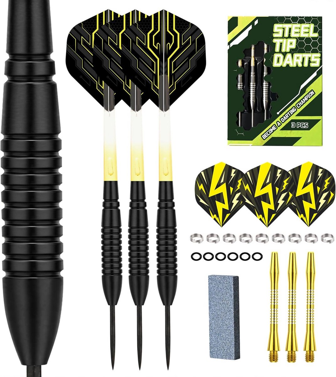 22 Gram Stalen Punt Darts Set - 3 Stuks Precisie Darts met Hardshell Etui en Accessoires
