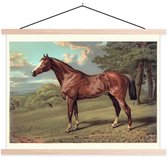 Porte-affiche avec affiche - Affiche scolaire - Cheval - Forêt - Vintage - 120x90 cm - lattes vierges